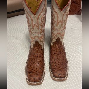 Like New 10.5 Ostrich Square-Toe Boots